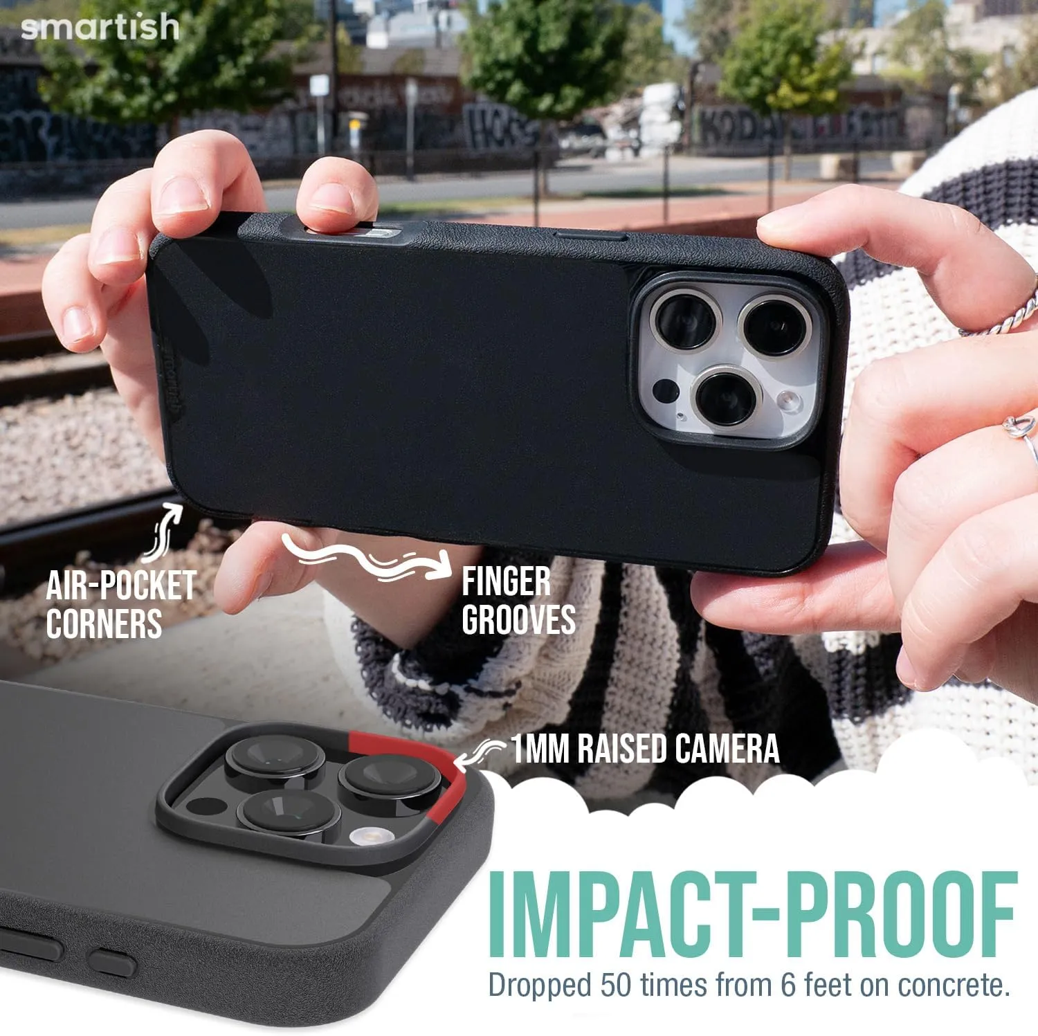 Smartish® iPhone 16 Pro MagSafe Case - Gripmunk Magnetic Slim Case [Lightweight   Protective] Thin Grip Cover with Microfiber Lining for Apple iPhone 16 Pro - Black Tie Affair