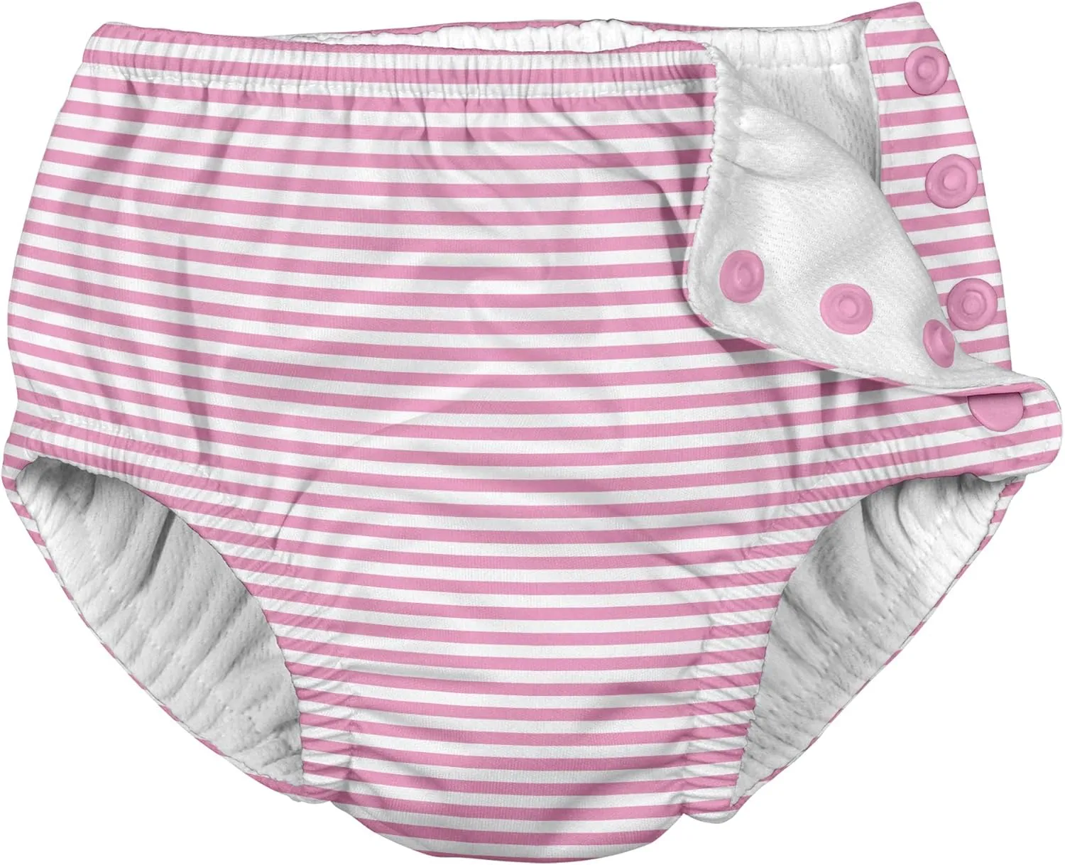 Snap Reusable Absorbent Swimsuit Diaper, Light Pink Pinstripe, 4T
