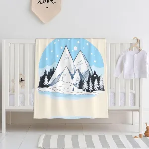 Snow-Capped Mountains Printed Baby Blanket | Warm Swaddle | 30x40 inch Newborn Blanket