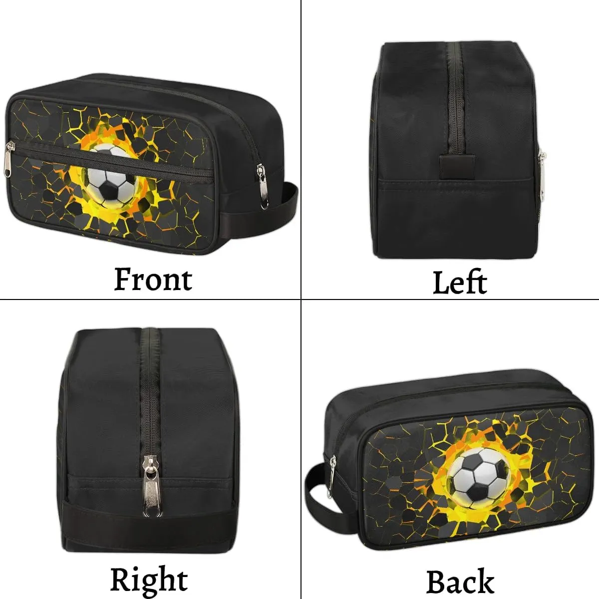 Soccer Boys Toiletry Bag for Kids Dopp Kit Waterproof Hanging Wash Bag Cosmetic Bag Medicine Bag for Travel Sports Shower Essential