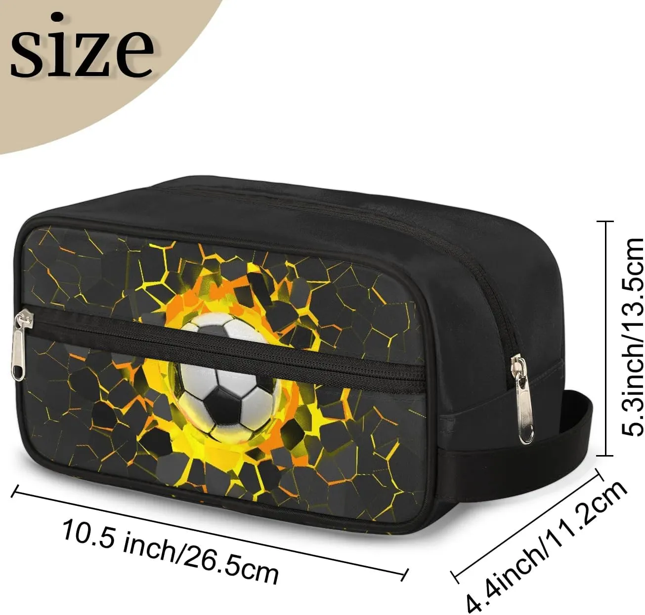 Soccer Boys Toiletry Bag for Kids Dopp Kit Waterproof Hanging Wash Bag Cosmetic Bag Medicine Bag for Travel Sports Shower Essential