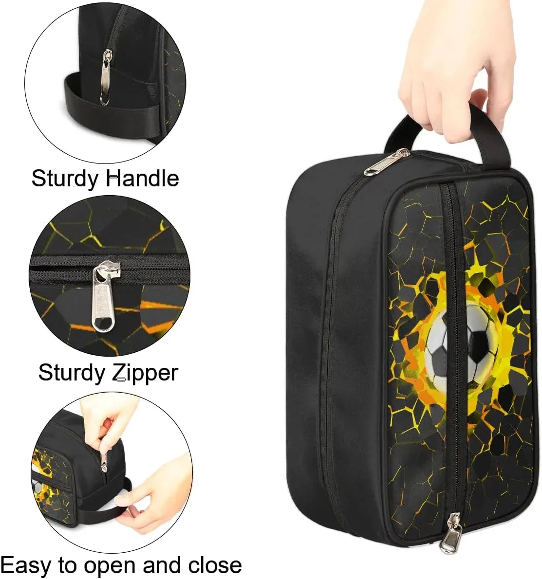 Soccer Boys Toiletry Bag for Kids Dopp Kit Waterproof Hanging Wash Bag Cosmetic Bag Medicine Bag for Travel Sports Shower Essential