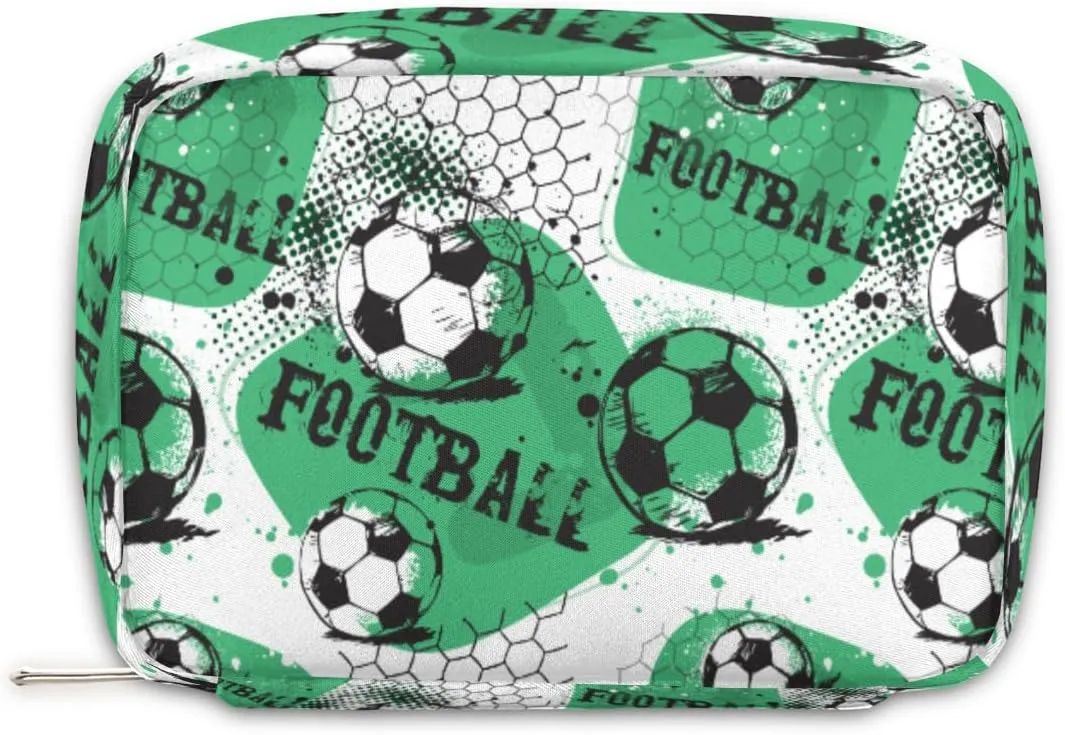 Soccer Green Travel Toiletry Bag for Boys Men, Waterproof Shaving Bag with Large Capacity for Travel,Spo