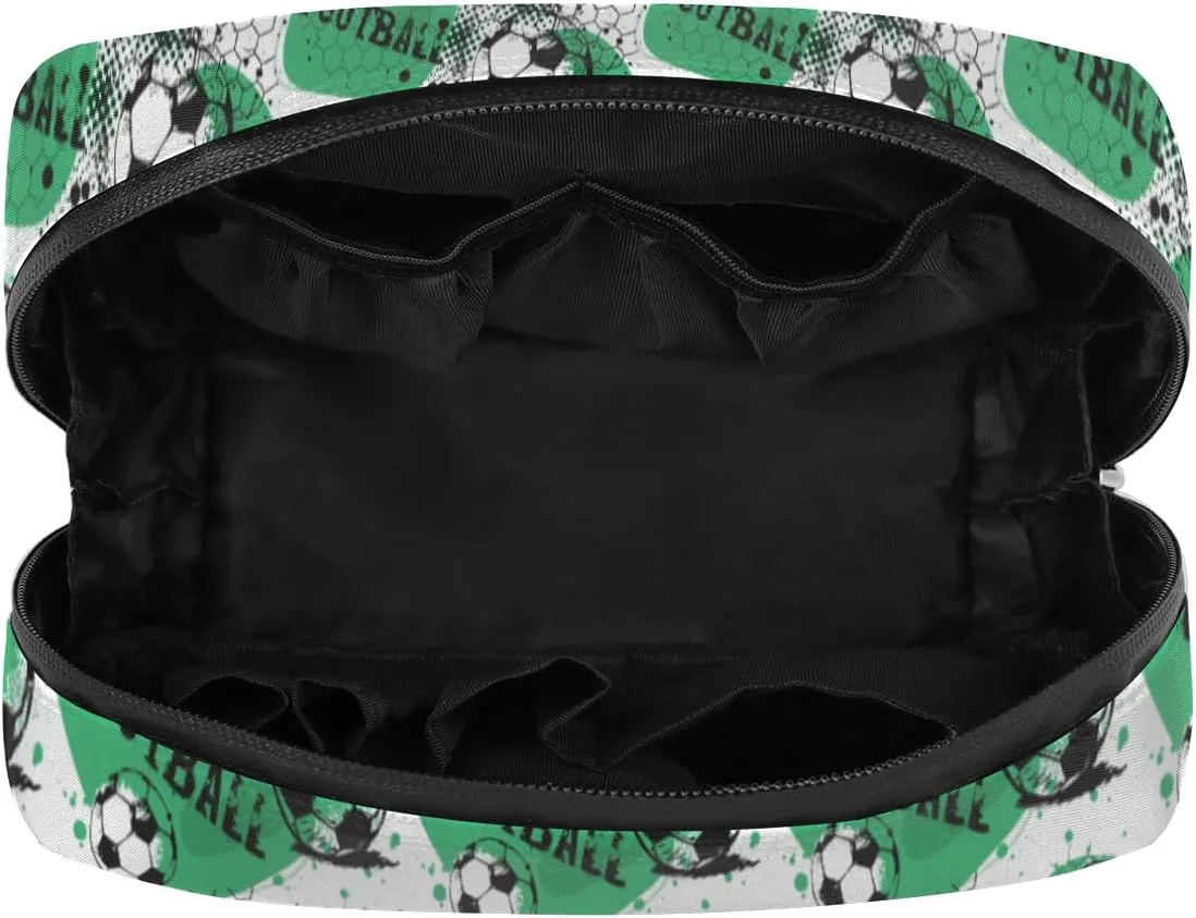 Soccer Green Travel Toiletry Bag for Boys Men, Waterproof Shaving Bag with Large Capacity for Travel,Spo