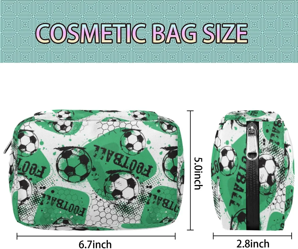 Soccer Green Travel Toiletry Bag for Boys Men, Waterproof Shaving Bag with Large Capacity for Travel,Spo