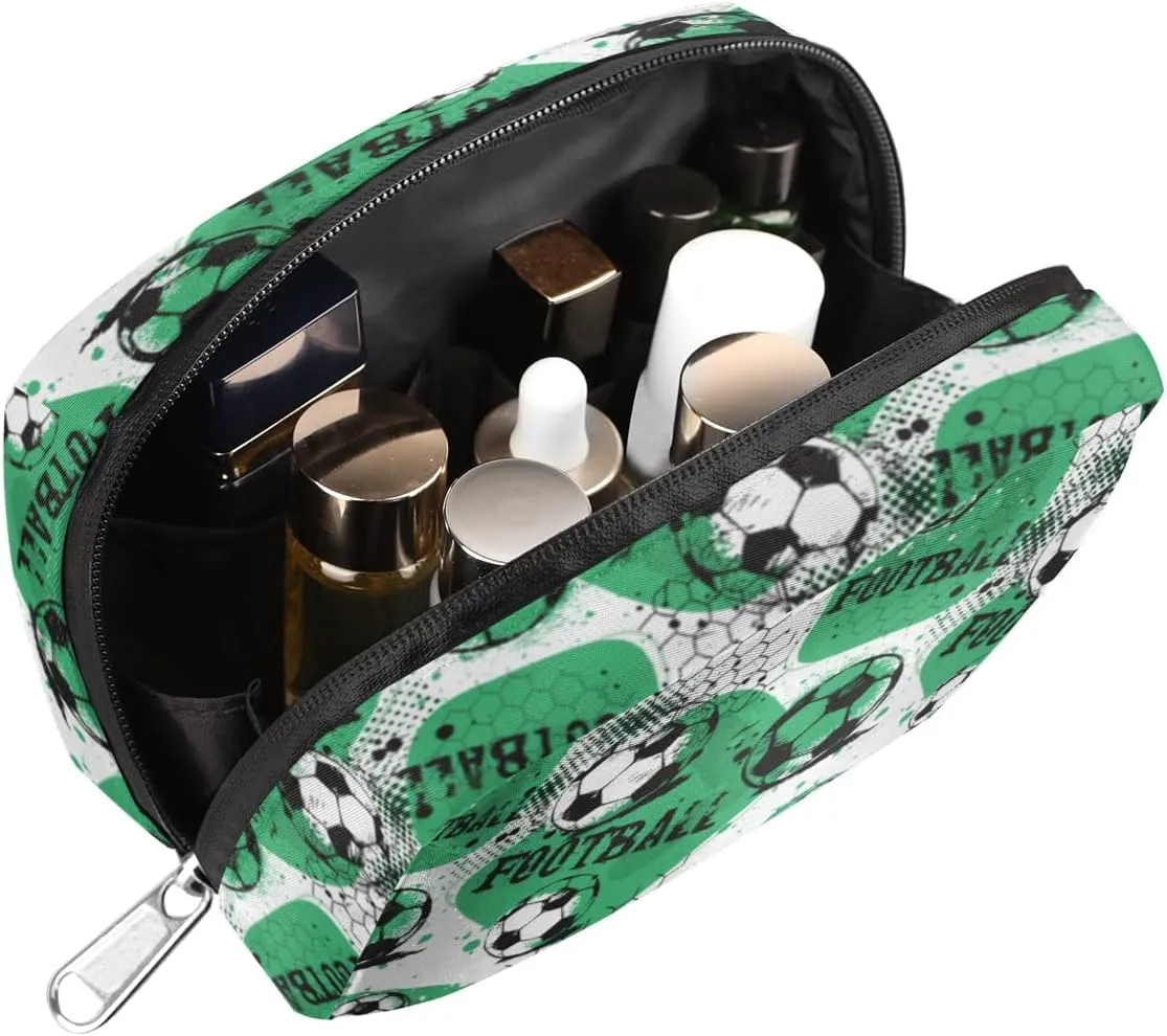 Soccer Green Travel Toiletry Bag for Boys Men, Waterproof Shaving Bag with Large Capacity for Travel,Spo