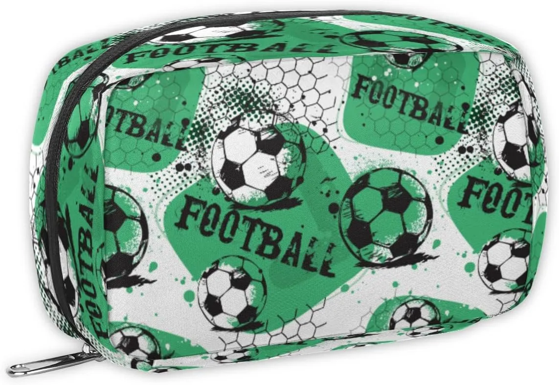 Soccer Green Travel Toiletry Bag for Boys Men, Waterproof Shaving Bag with Large Capacity for Travel,Spo