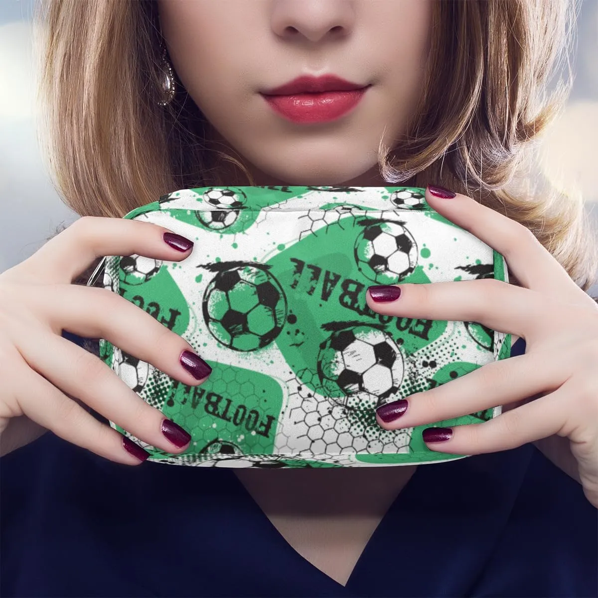 Soccer Green Travel Toiletry Bag for Boys Men, Waterproof Shaving Bag with Large Capacity for Travel,Spo