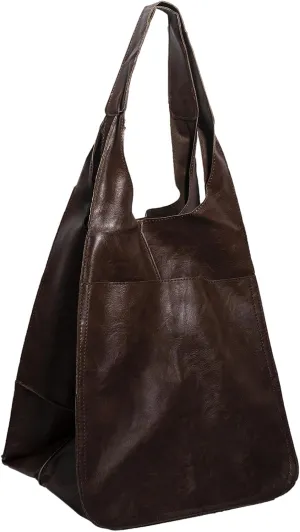 Soft Leather Tote Bag for Women Extra Large Boho Bucket Handbag Oversized Purse Shoulder Bag for Working Traveling