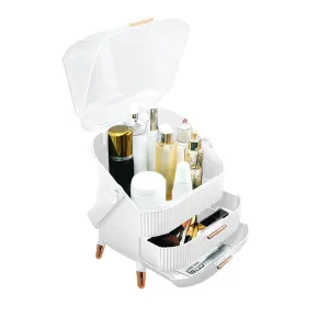 SOGA 29cm White Countertop Makeup Cosmetic Storage Organiser Skincare Holder Jewelry Storage Box with Handle