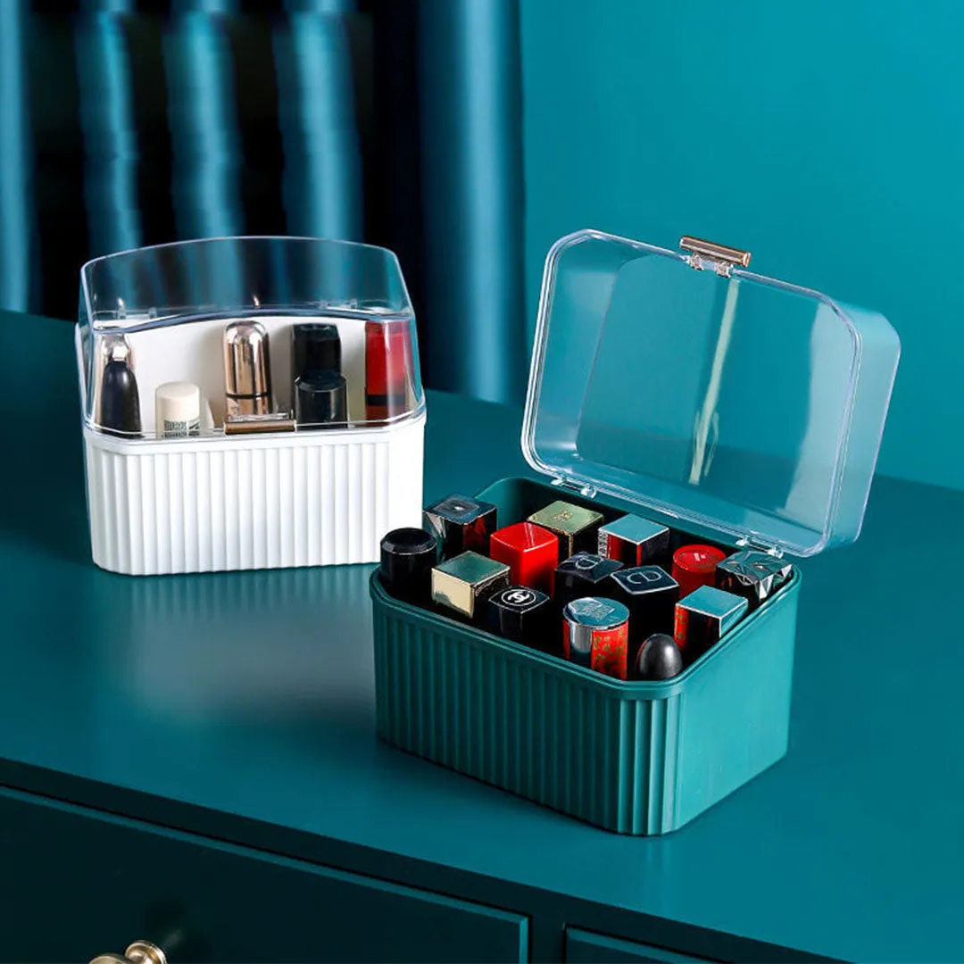 SOGA Green Cosmetic Jewelry Storage Organiser Set Makeup Brush Lipstick Skincare Holder Jewelry Storage Box with Handle