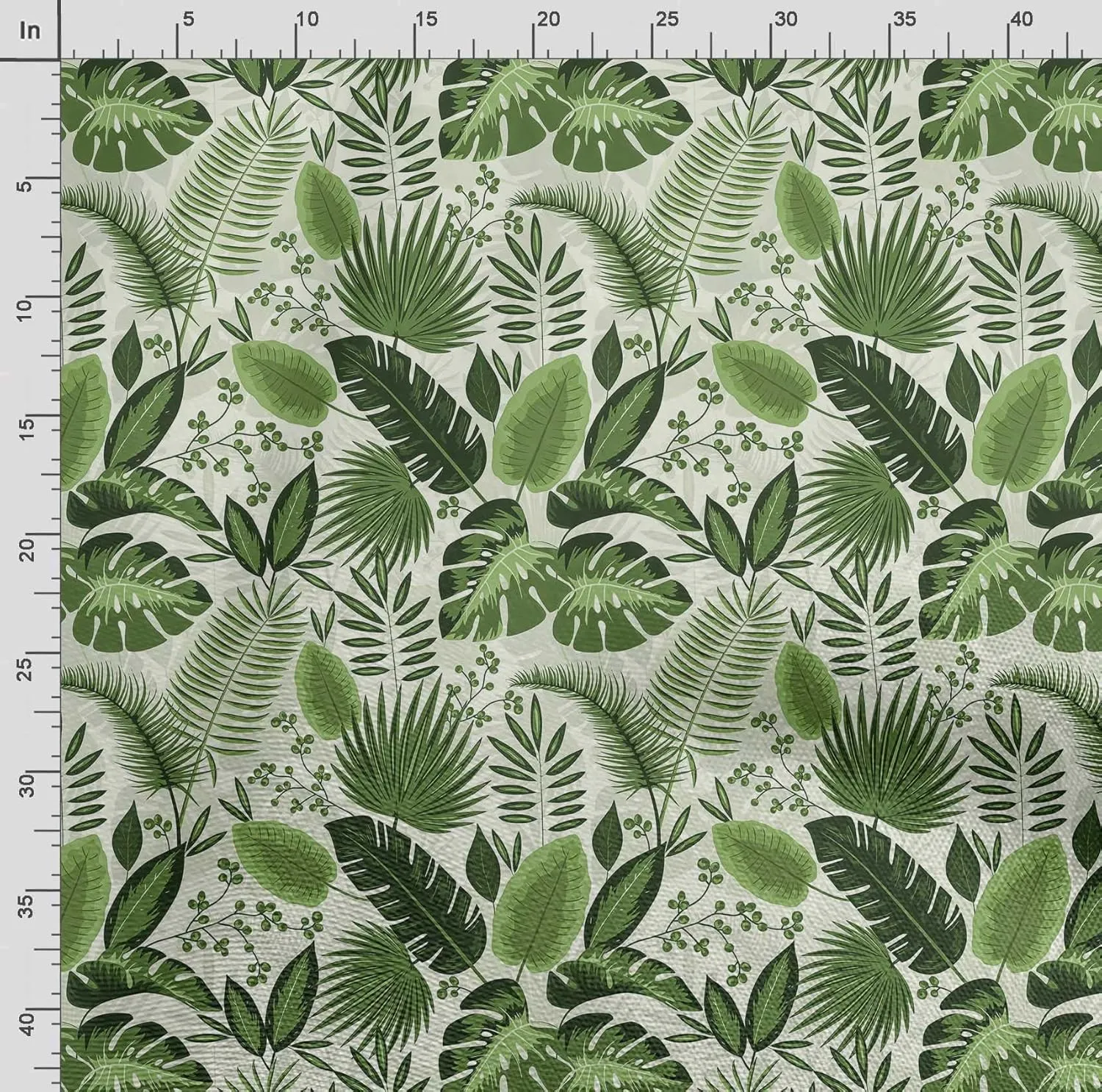 Soimoi Leaves Print - Green, Canvas Fabric Material - 56 Inch Wide, 1 Yard, Unstitched Fabric for Upholstery, Bags, Workwear and Outdoor Gear.