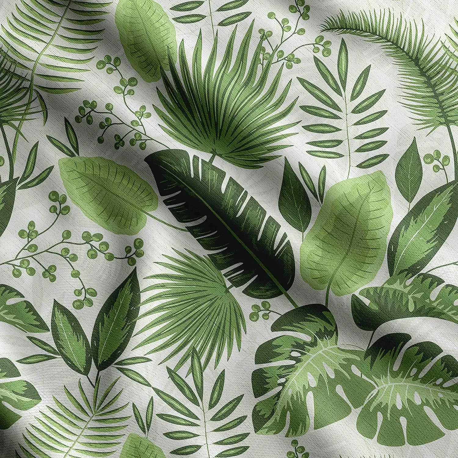 Soimoi Leaves Print - Green, Canvas Fabric Material - 56 Inch Wide, 1 Yard, Unstitched Fabric for Upholstery, Bags, Workwear and Outdoor Gear.