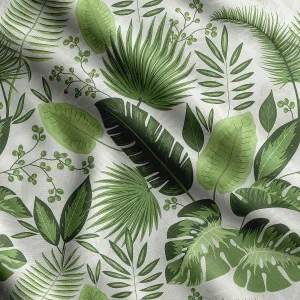 Soimoi Leaves Print - Green, Canvas Fabric Material - 56 Inch Wide, 1 Yard, Unstitched Fabric for Upholstery, Bags, Workwear and Outdoor Gear.