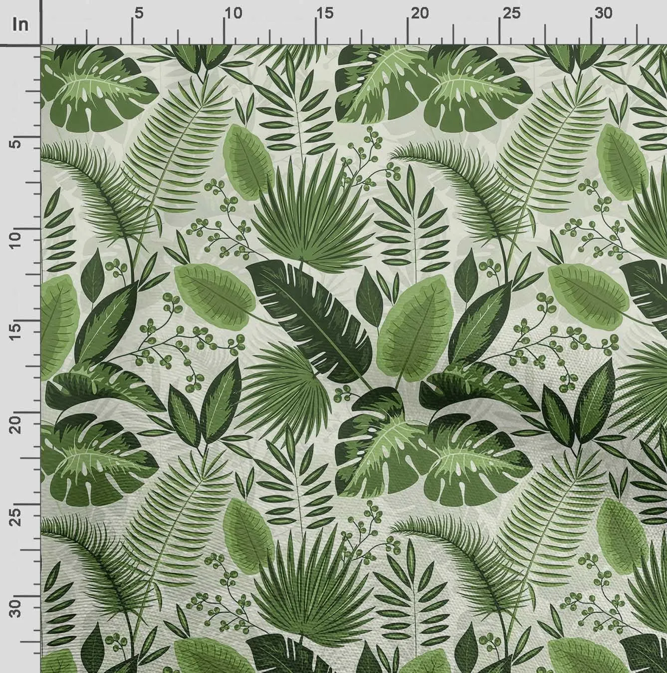 Soimoi Leaves Print - Green, Canvas Fabric Material - 56 Inch Wide, 1 Yard, Unstitched Fabric for Upholstery, Bags, Workwear and Outdoor Gear.
