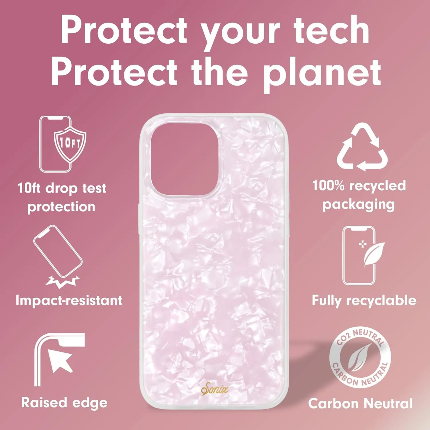 Sonix Case for iPhone 14 Pro | 10ft Drop Tested | Marble Phone Case for Women | Pink Pearl Tort
