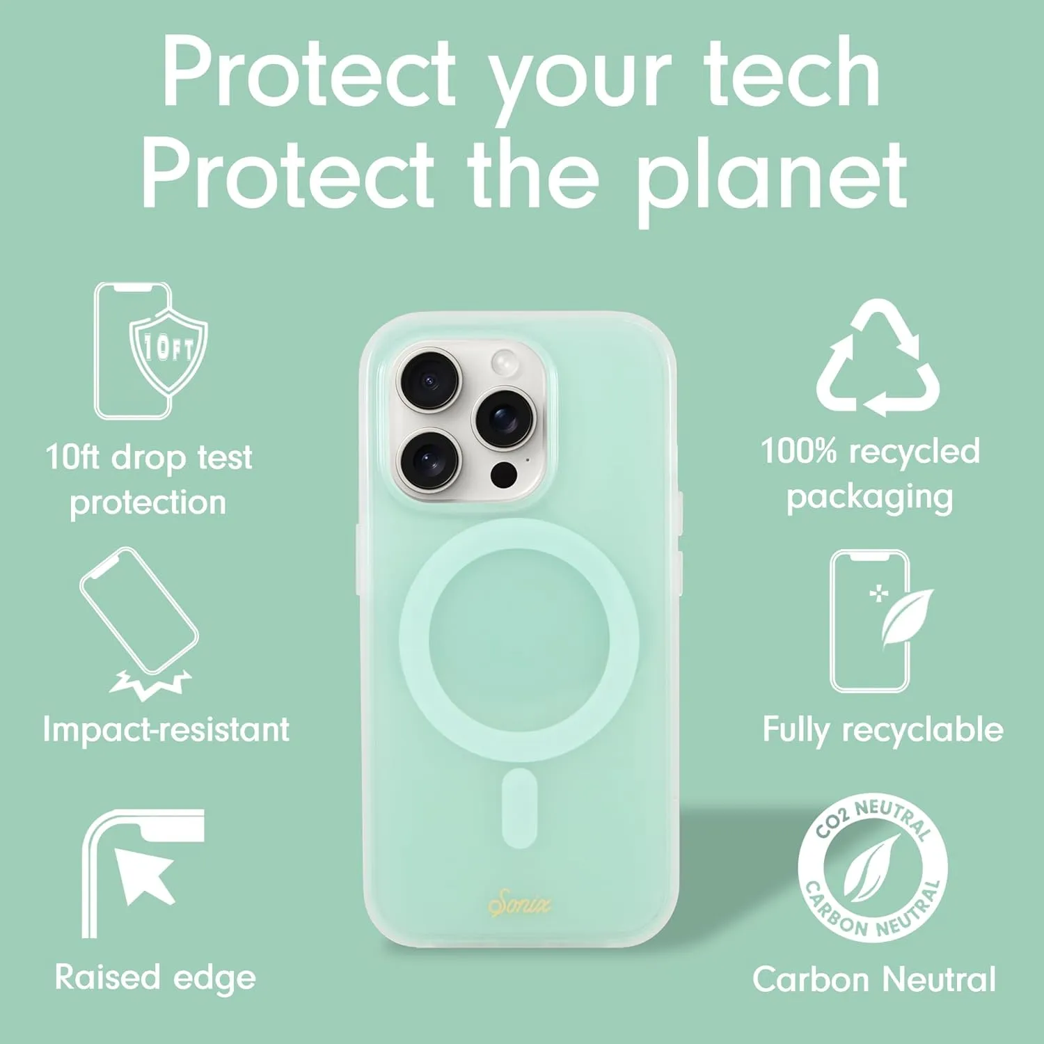 Sonix Case for iPhone 14 Pro | Compatible with Magsafe | 10ft Drop Tested | Jelly Mint
