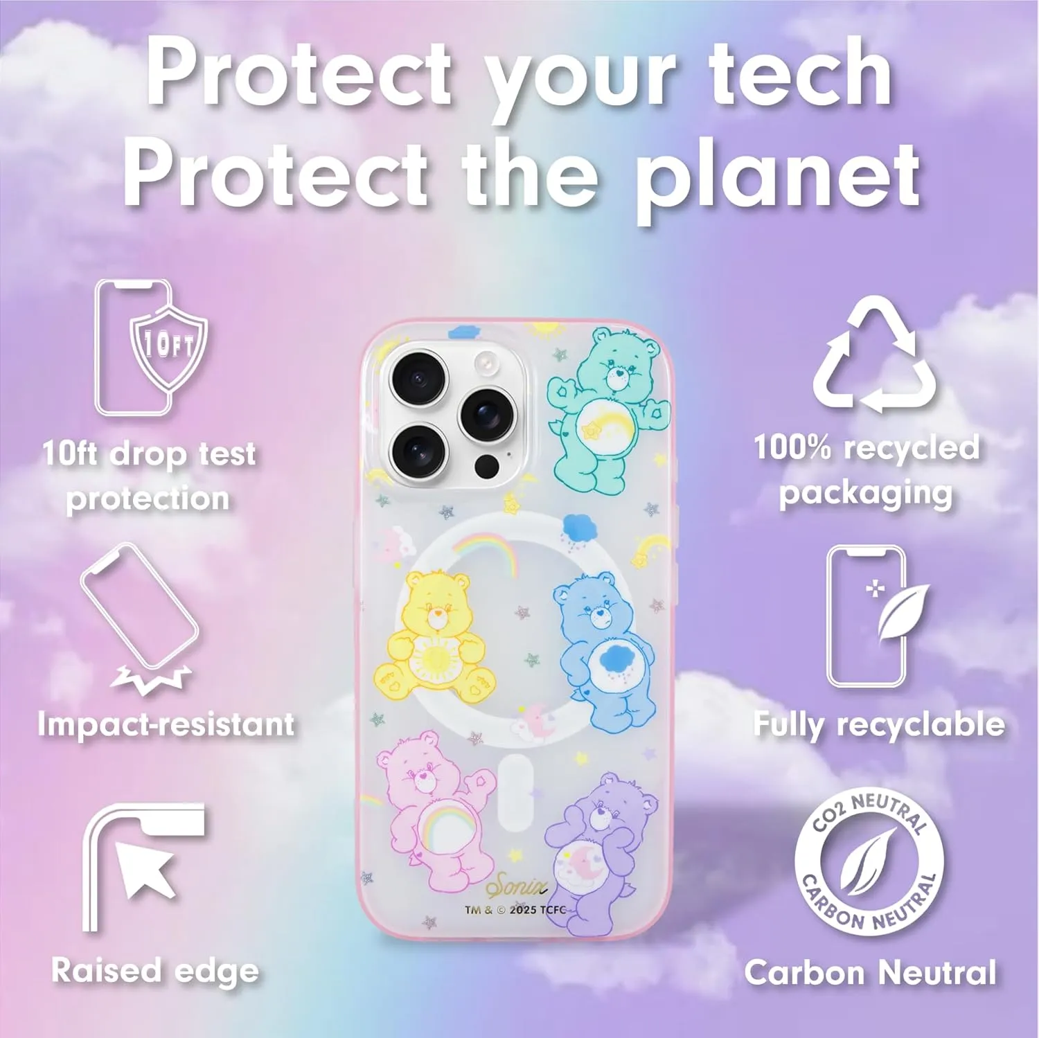 Sonix Protective Cases for iPhone 15 Series | Compatible with MagSafe | 10ft Drop Tested (Care Bears Pastel, iPhone 15 Pro Max)