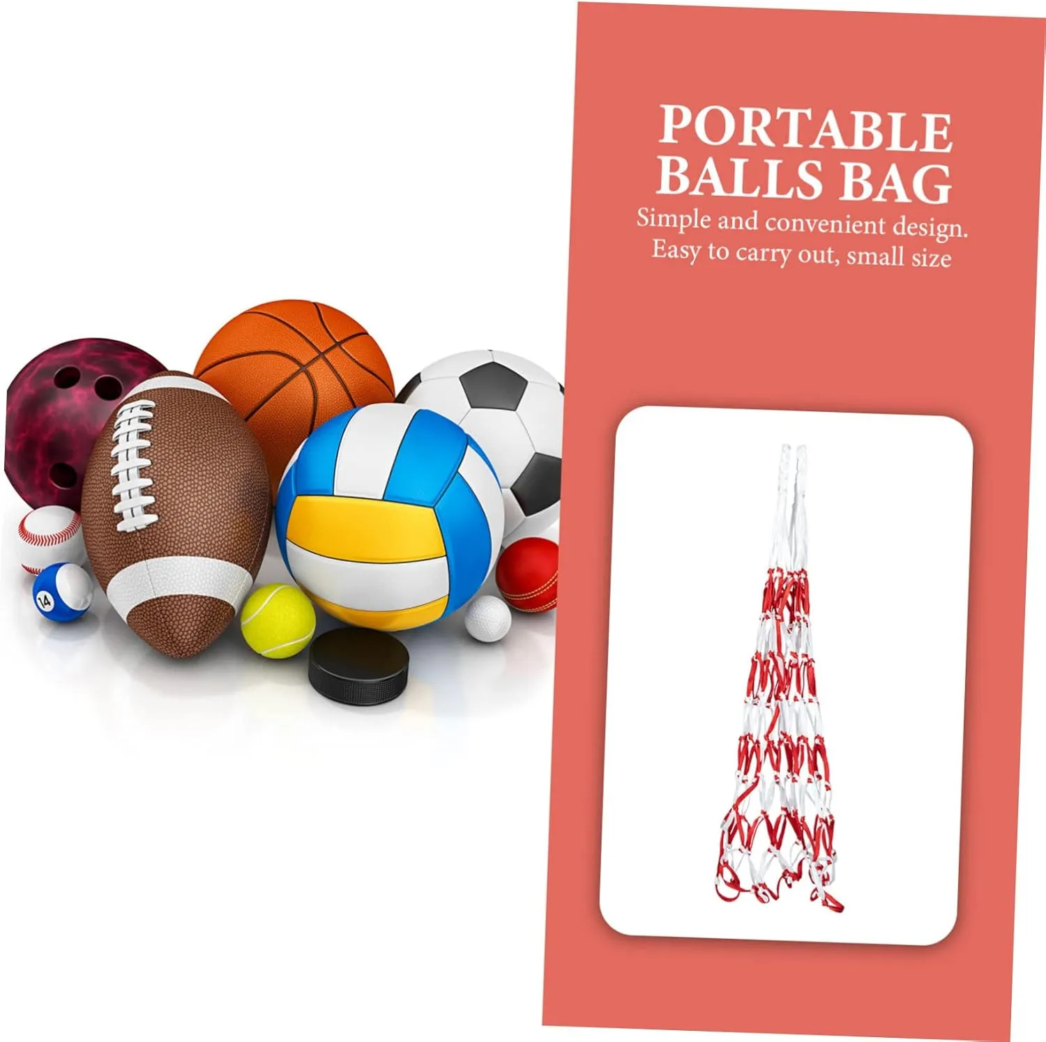 Sosoport Portable Training Ball Storage Bag Woven Net Design for Basketball Soccer Volleyball More to Soccer