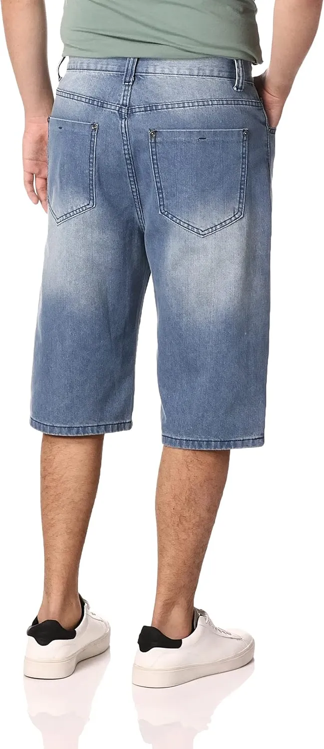 Southpole Men's Regular Fit Cross Hatch Basic Denim Shorts
