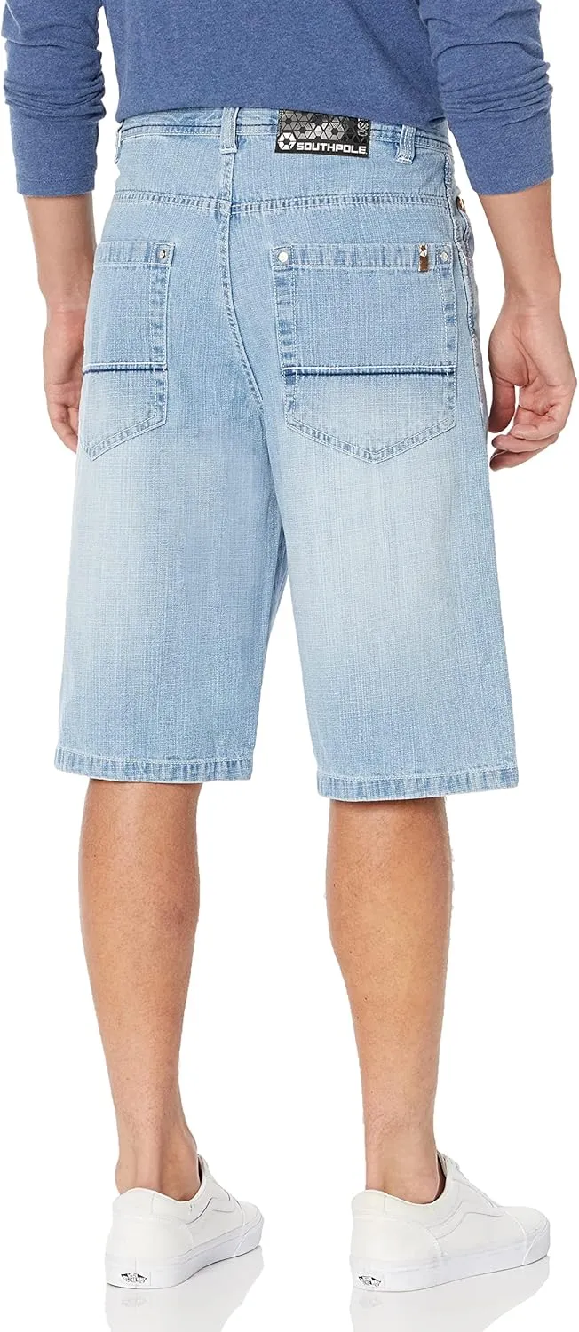 Southpole Men's Regular Fit Cross Hatch Basic Denim Shorts