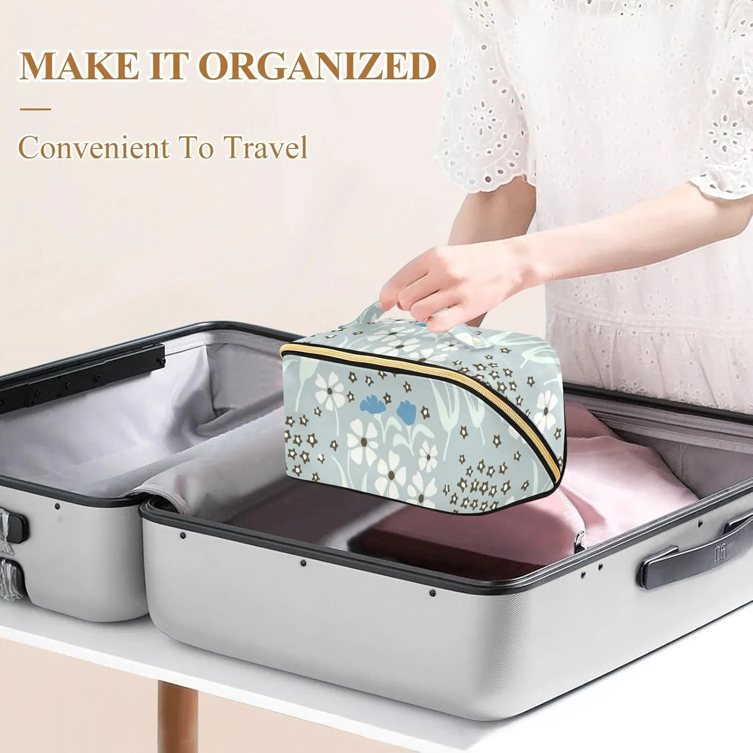 Spacious Rhombus Cosmetic Bag for Women Large Capacity Makeup Bag for Travel and Daily Use