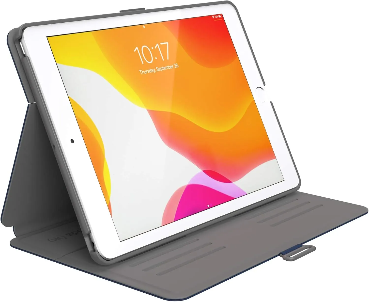 Speck Balance Folio Case for iPad 10.2 Inch (2019-2021) - Drop & Camera Protection, Slim Multi Range Stand, Apple Pencil Holder - Arcadia Navy/Moody Grey