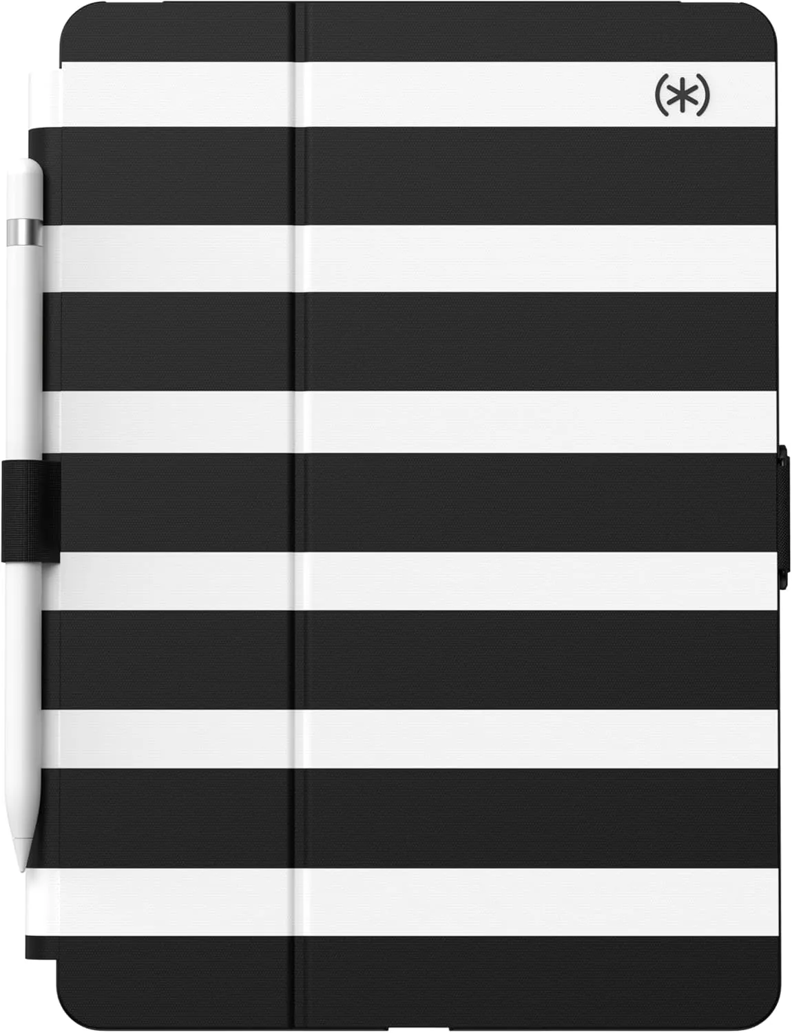 Speck Balance Folio Case for iPad 10.2 Inch (2019-2021) - Drop & Camera Protection, Slim Multi Range Stand, Apple Pencil Holder - Black/White Stripes