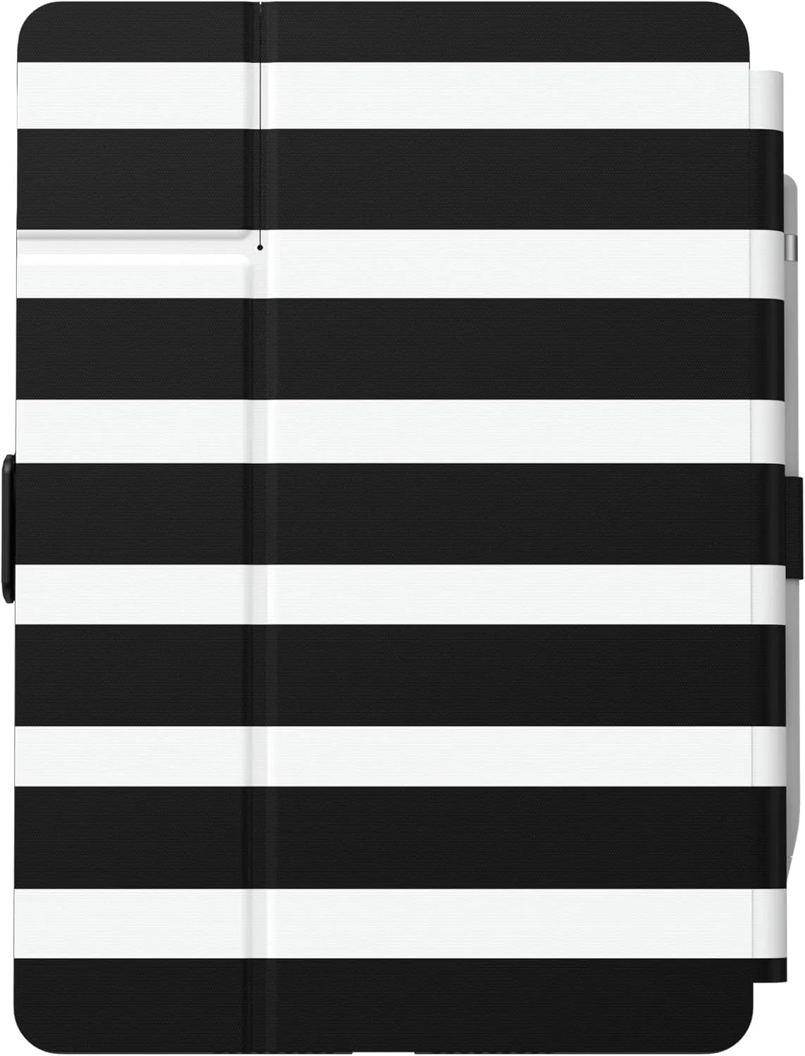 Speck Balance Folio Case for iPad 10.2 Inch (2019-2021) - Drop & Camera Protection, Slim Multi Range Stand, Apple Pencil Holder - Black/White Stripes