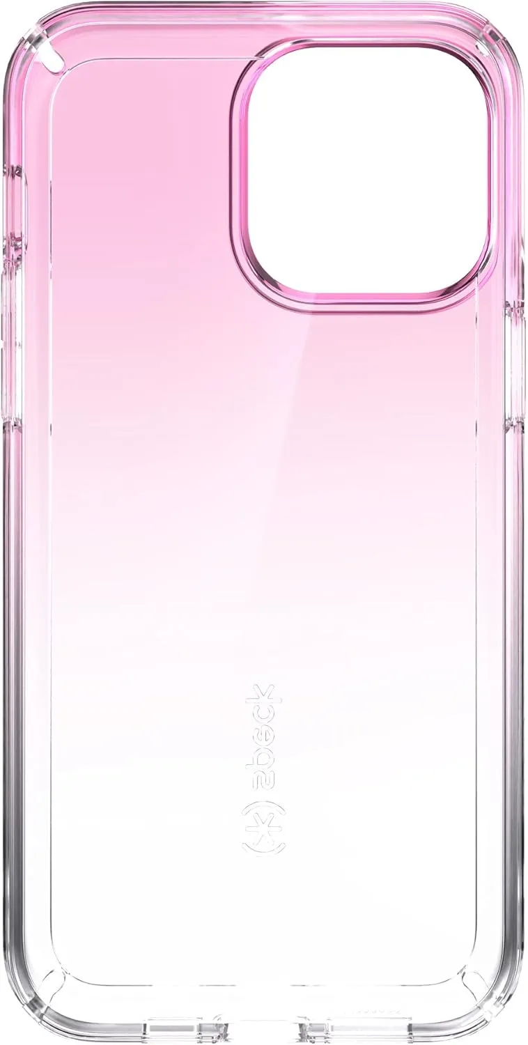 Speck Clear iPhone 13 Pro Max Case - Slim, Drop Protection - for iPhone 13 Pro Max & iPhone 12 Pro Max - Scratch Resistant, Anti-Yellowing, Anti-Fade 6.7 Inch Phone Case - GemShell Clear/Fuchsia Fade