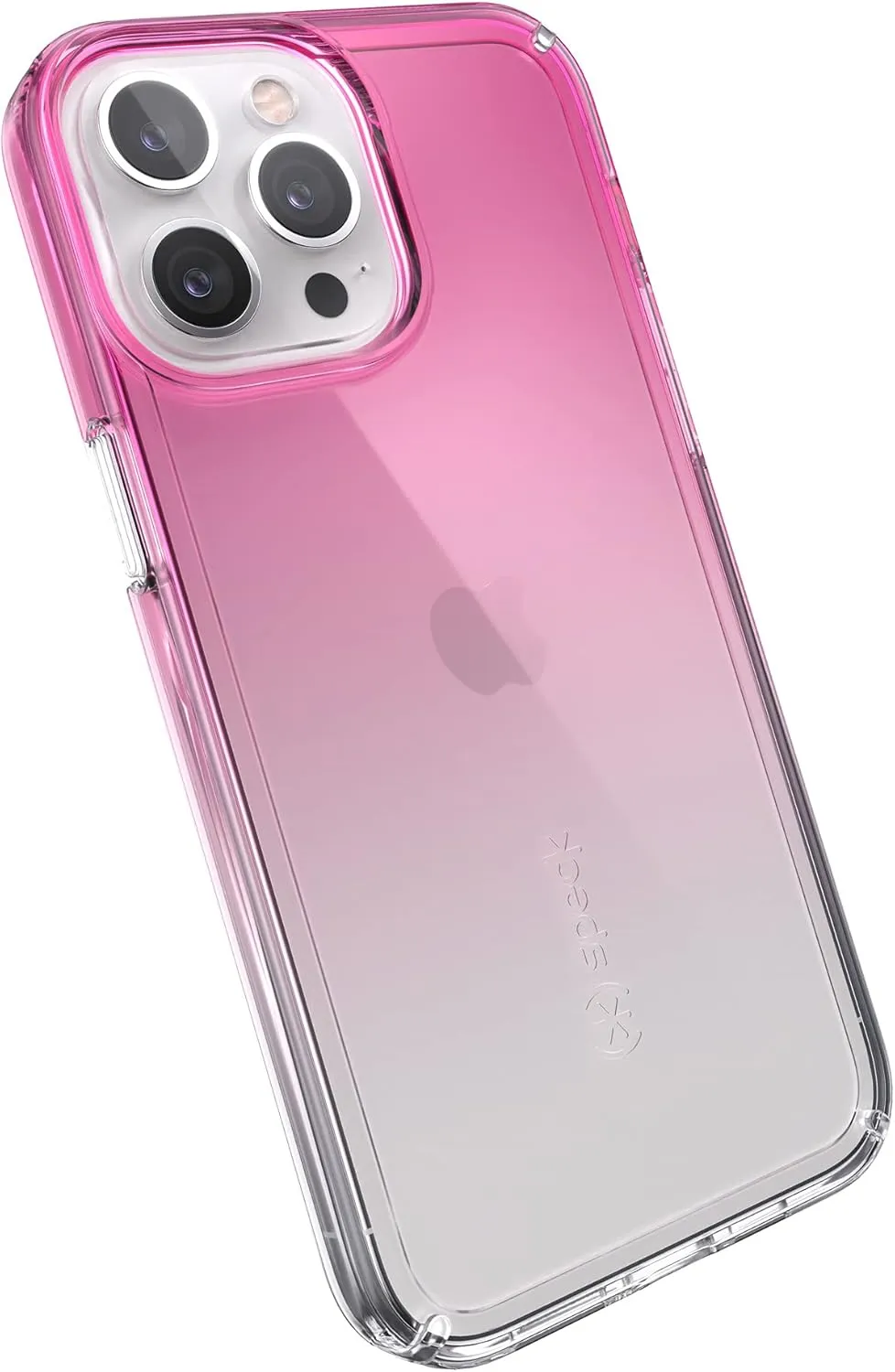 Speck Clear iPhone 13 Pro Max Case - Slim, Drop Protection - for iPhone 13 Pro Max & iPhone 12 Pro Max - Scratch Resistant, Anti-Yellowing, Anti-Fade 6.7 Inch Phone Case - GemShell Clear/Fuchsia Fade