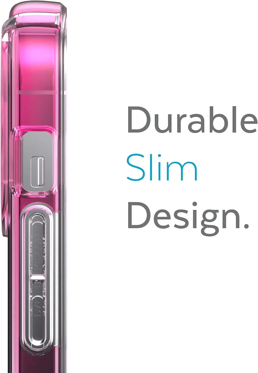 Speck Clear iPhone 13 Pro Max Case - Slim, Drop Protection - for iPhone 13 Pro Max & iPhone 12 Pro Max - Scratch Resistant, Anti-Yellowing, Anti-Fade 6.7 Inch Phone Case - GemShell Clear/Fuchsia Fade