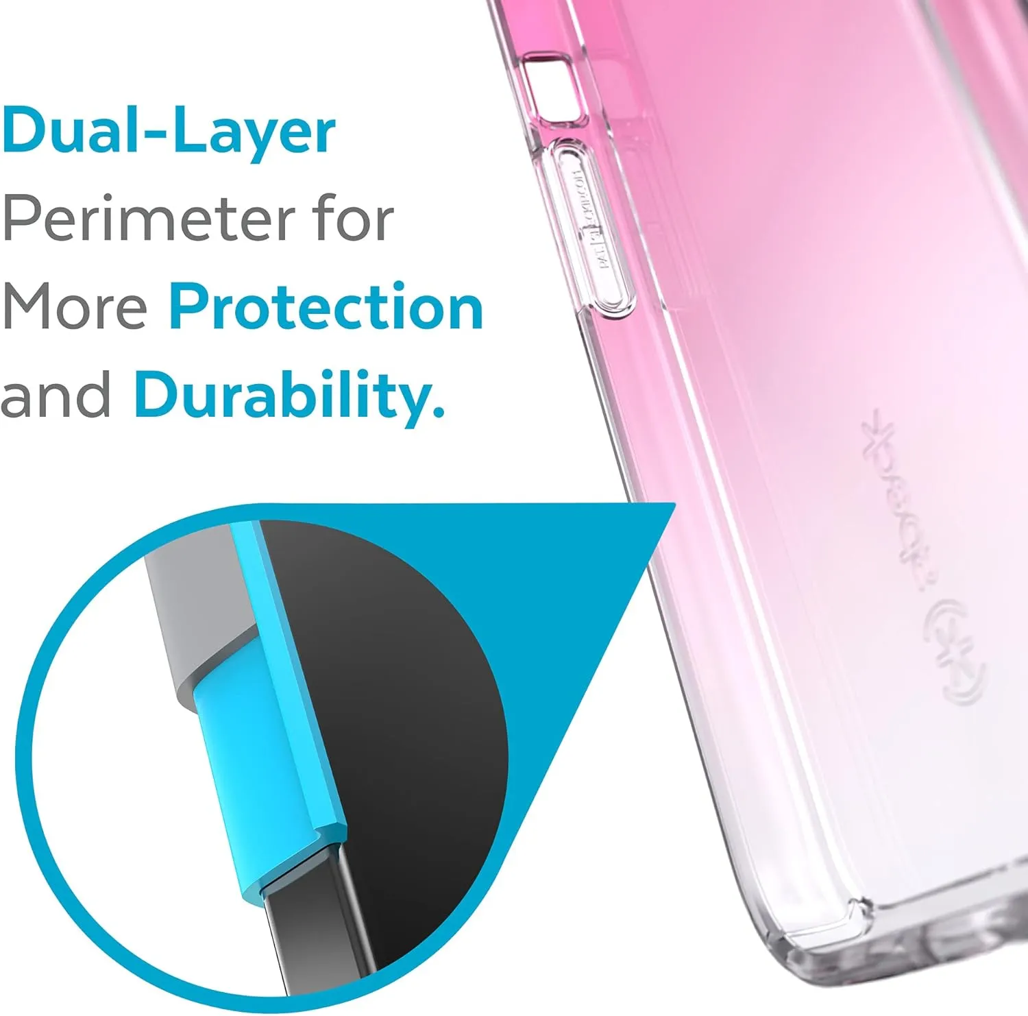 Speck Clear iPhone 13 Pro Max Case - Slim, Drop Protection - for iPhone 13 Pro Max & iPhone 12 Pro Max - Scratch Resistant, Anti-Yellowing, Anti-Fade 6.7 Inch Phone Case - GemShell Clear/Fuchsia Fade