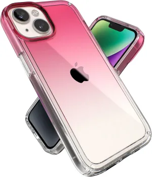 Speck Clear iPhone 14 & iPhone 13 Case - Drop Protection, Scratch Resistant Dual Layer Slim Phone Case for 6.1" iPhones - Anti-Yellowing & Anti-Fade Case - Ombre Digital Pink Fade/Clear GemShell