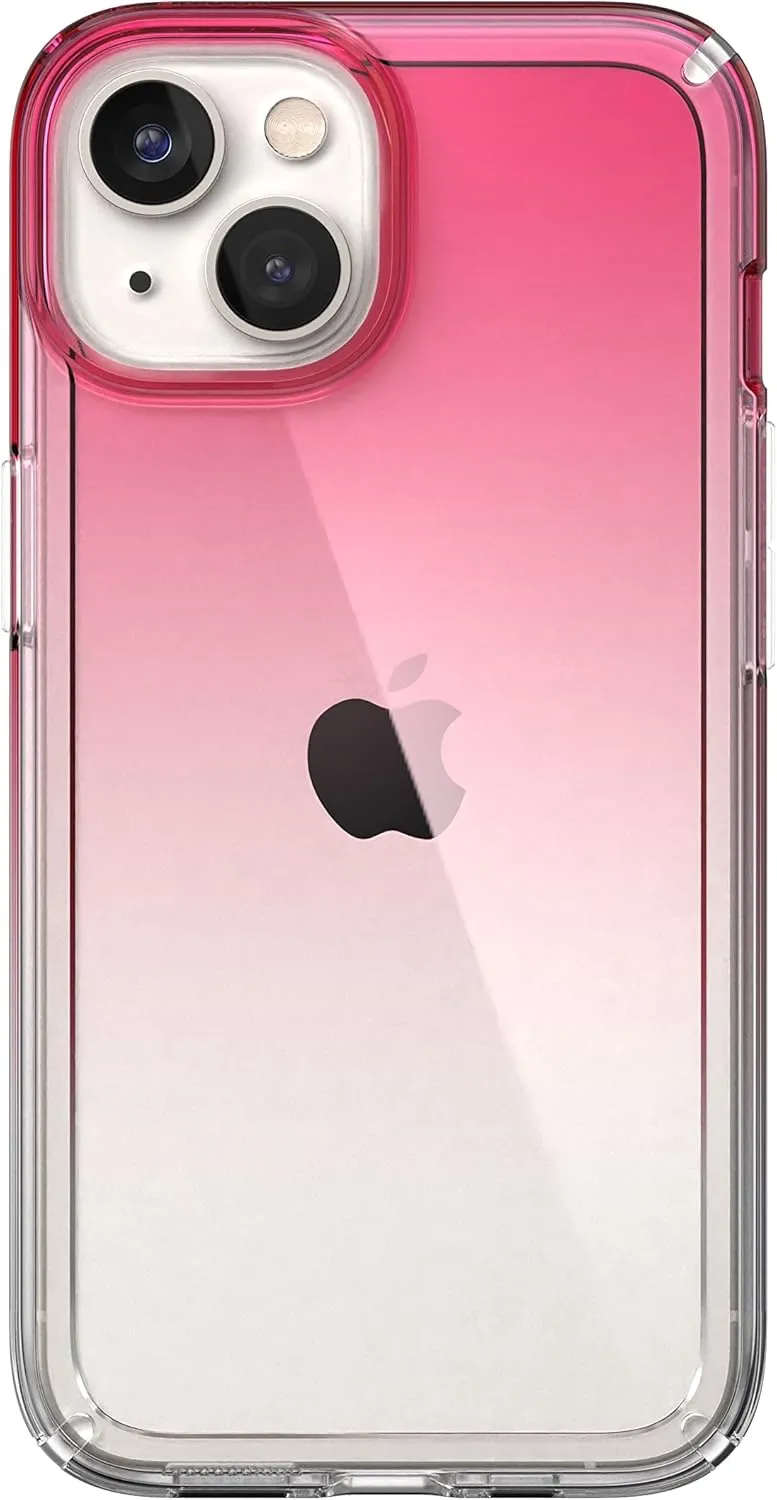 Speck Clear iPhone 14 & iPhone 13 Case - Drop Protection, Scratch Resistant Dual Layer Slim Phone Case for 6.1" iPhones - Anti-Yellowing & Anti-Fade Case - Ombre Digital Pink Fade/Clear GemShell