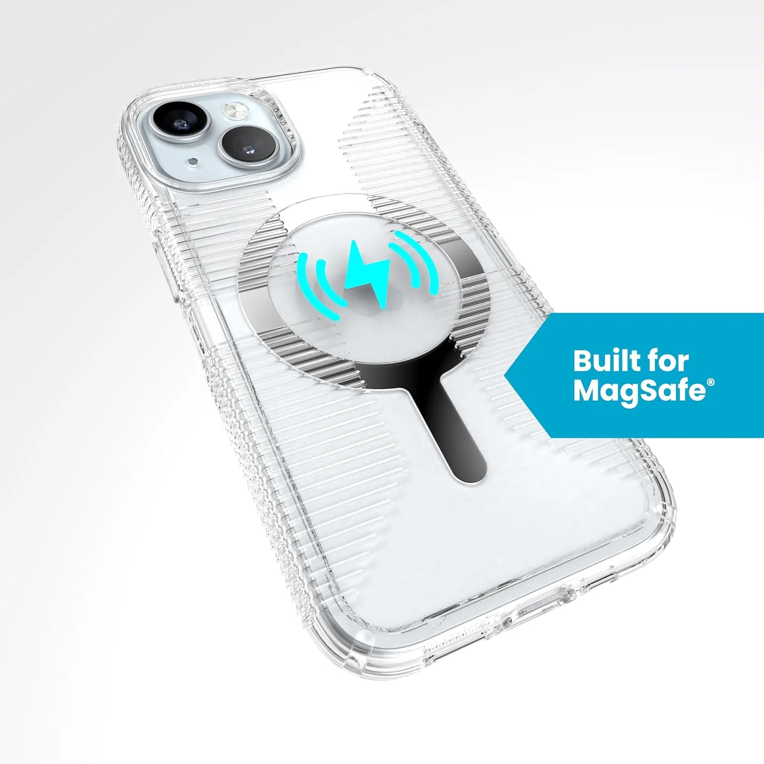 Speck Clear iPhone 15 Case - Slim, Built for MagSafe, Drop Protection Grip - for iPhone 15, iPhone 14 & iPhone 13 - Scratch Resistant, Anti-Yellowing, 6.1 Inch Phone Case - GemShell Grip Clear