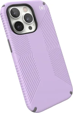Speck iPhone 14 Pro Case - Drop Protection, Scratch Resistant, Dual Layer Slim Phone Case for 6.1 Inch iPhones 14 Pro - Built for MagSafe - Presidio2 Grip - Spring Purple/Cloudy Grey/White