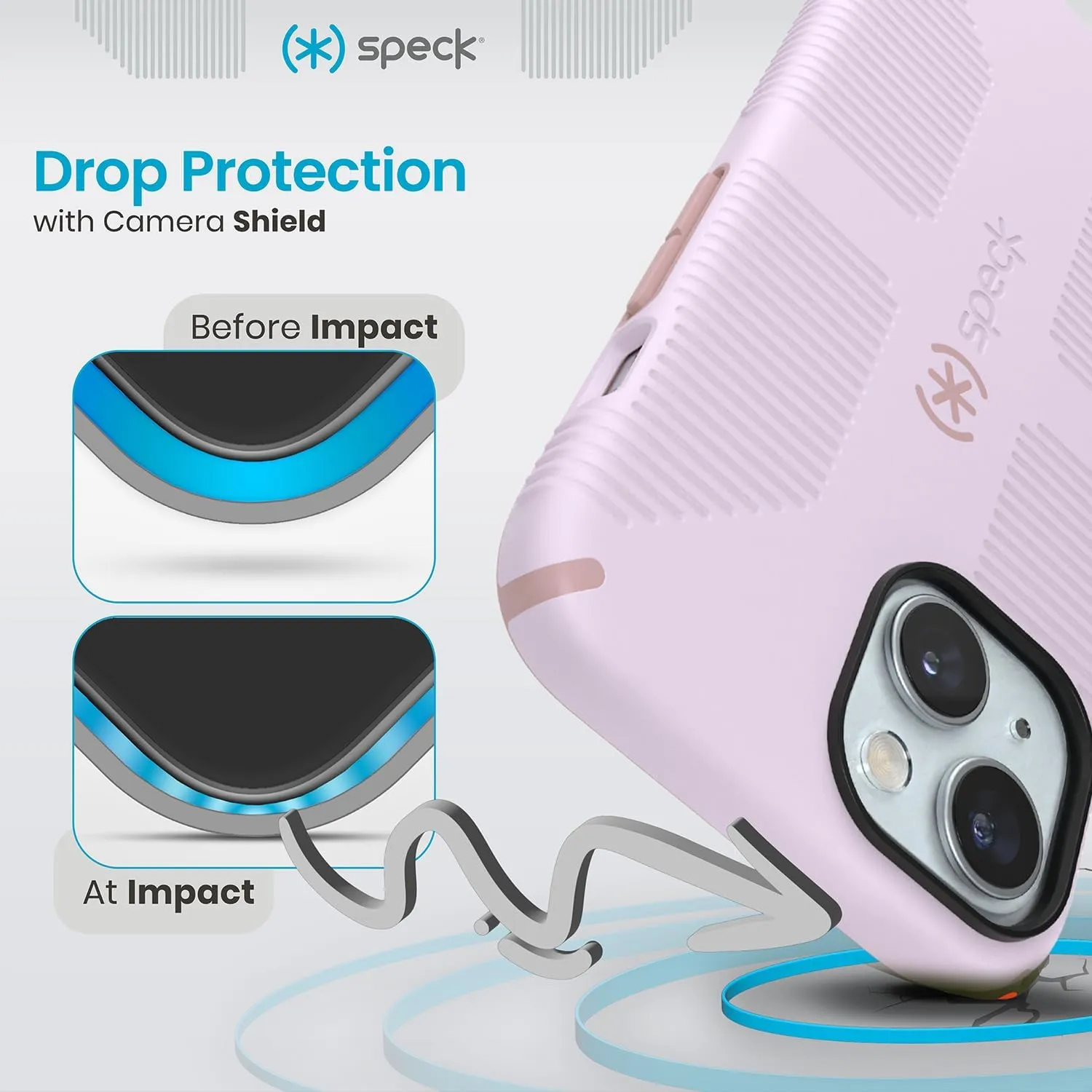 Speck iPhone 15 Case - Built for MagSafe, Drop Protection Grip – for iPhone 15 iPhone 14 & iPhone 13 - Scratch Resistant, Soft Touch, 6.1 Inch Phone Case - CandyShell Grip Soft Lilac/Carnation Petal