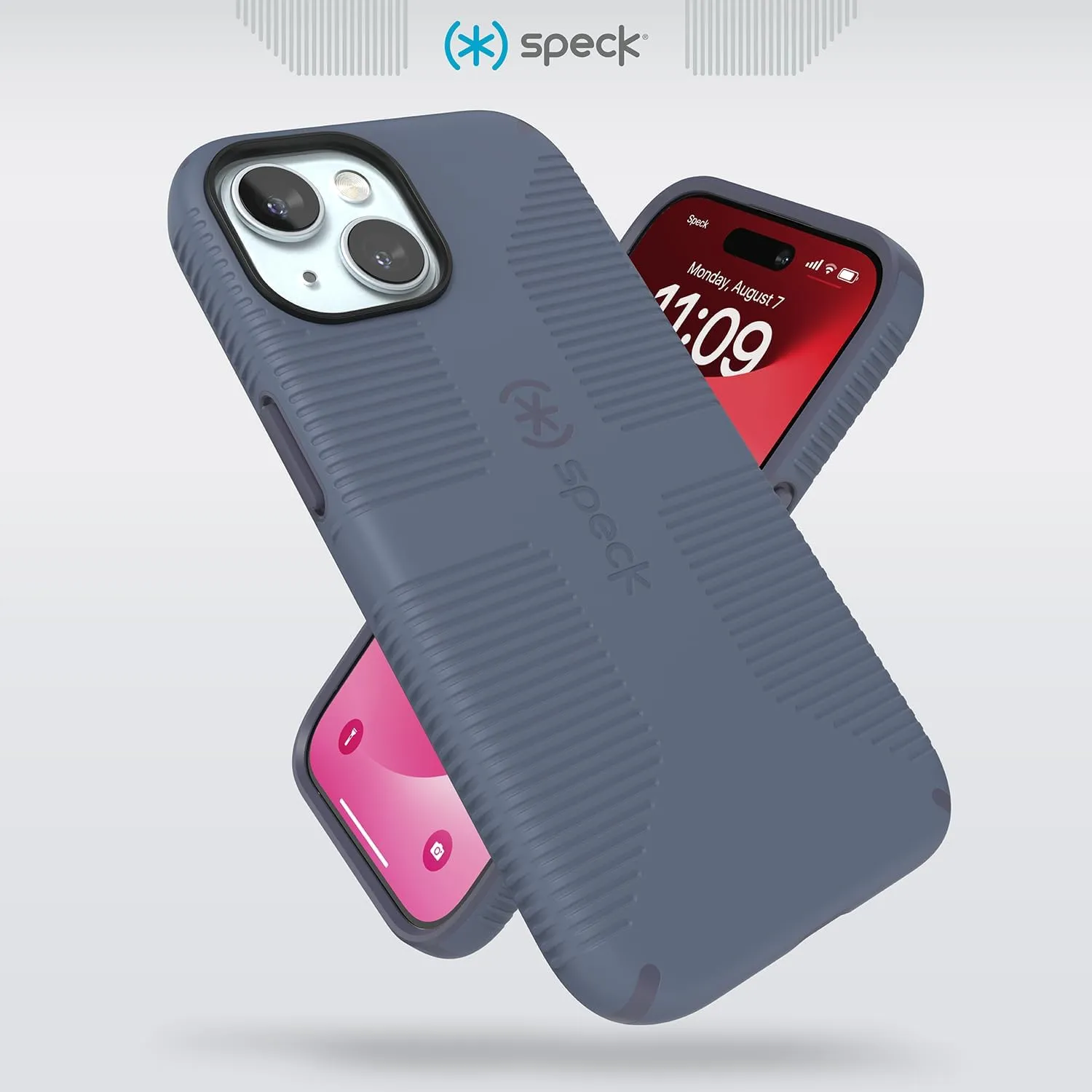 Speck iPhone 15 Case - iPhone 16e - Built for MagSafe, Drop Protection Grip – for iPhone 15, 16e, 14 and 13 - Scratch Resistant, Soft Touch, 6.1 Inch Phone Case - CandyShell Grip Blue/Faded Denim