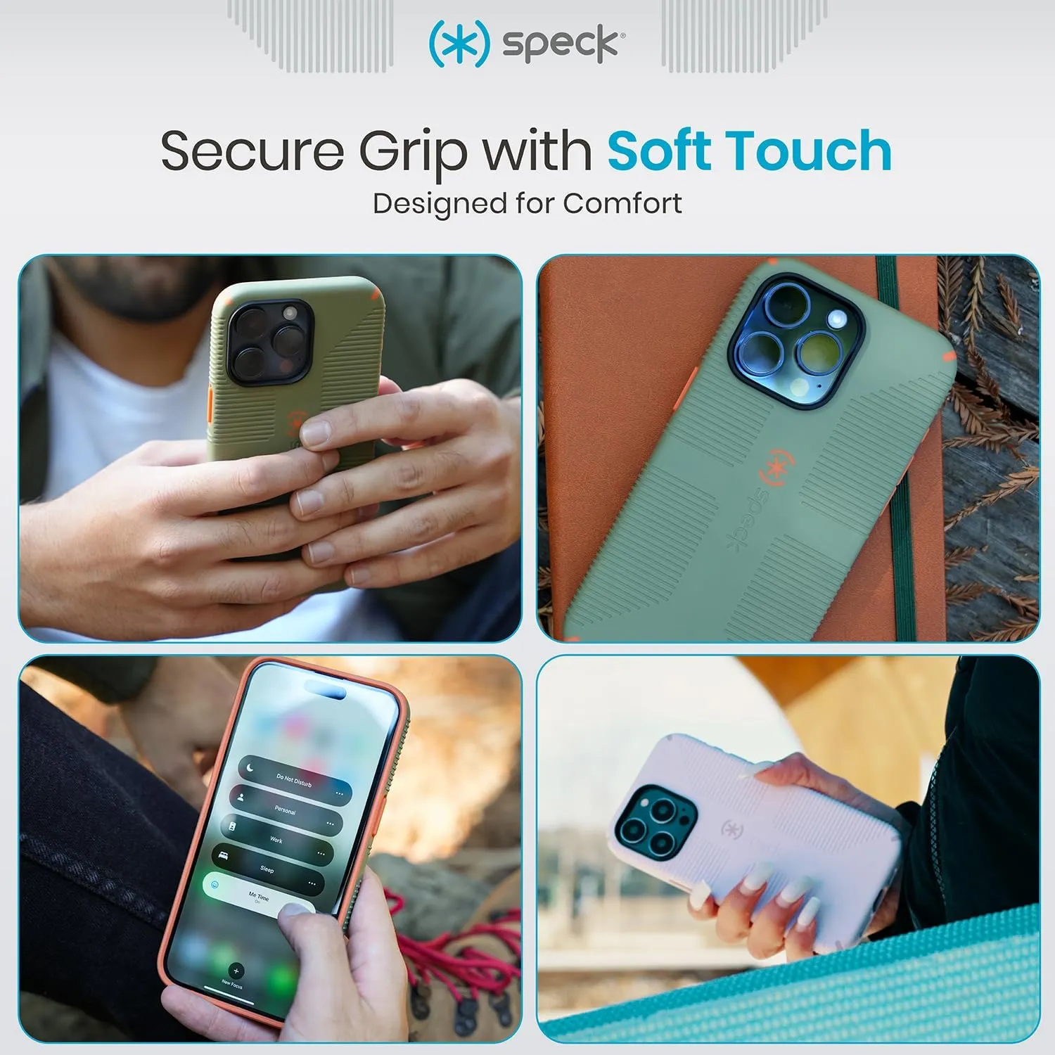 Speck iPhone 15 Case - iPhone 16e - Built for MagSafe, Drop Protection Grip – for iPhone 15, 16e, 14 and 13 - Scratch Resistant, Soft Touch, 6.1 Inch Phone Case - CandyShell Grip Blue/Faded Denim