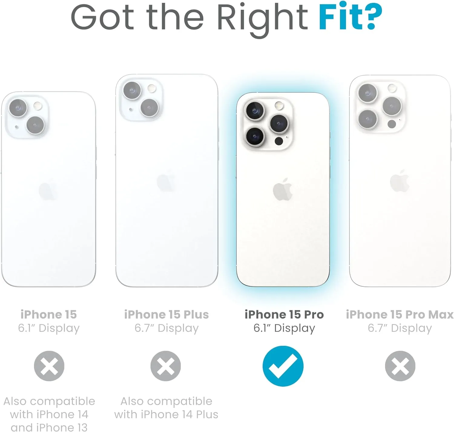 Speck iPhone 15 Pro Case - Drop Protection, Grip - Scratch Resistant, Soft Touch, 6.1 Inch Phone Case - Presidio2 Grip Coastal Blue/Dust Grey/White