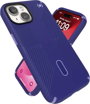 Speck MagSafe Case for iPhone 15 - Drop & Camera Protection, ClickLock No-Slip, Wireless Charging Compatible, Fits All 6.1 Inch Models Including iPhone 14, iPhone 13 - Blue/Purple Ink/Sky Purple