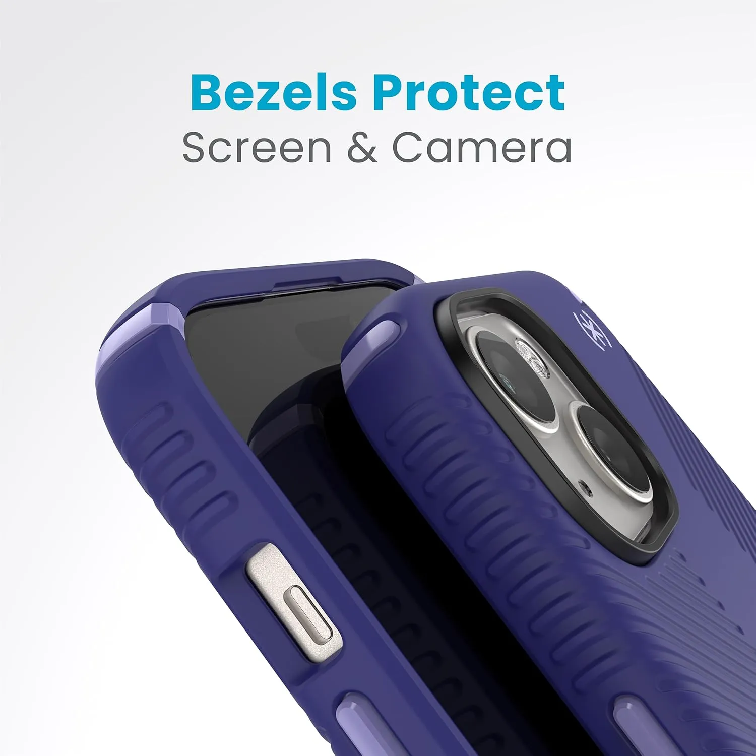 Speck MagSafe Case for iPhone 15 - Drop & Camera Protection, ClickLock No-Slip, Wireless Charging Compatible, Fits All 6.1 Inch Models Including iPhone 14, iPhone 13 - Blue/Purple Ink/Sky Purple