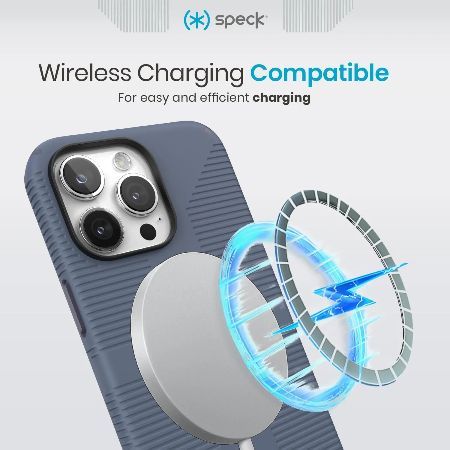 Speck MagSafe Case for iPhone 15 Pro Max - Drop & Camera Protection, Soft-Touch Secure Grip, Wireless Charging Compatible, Fits All 6.7 Inch Models Including iPhone 14 & 13 Pro Max - Grip Blue
