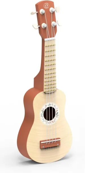 Speedy Monkey 16-Inch Kids Ukulele Toy | FSC® Certified Wooden Toy for Toddlers and Children | Safe Design Kid's Musical Toy with 4 Nylon Strings, Terracotta & Wood Finish