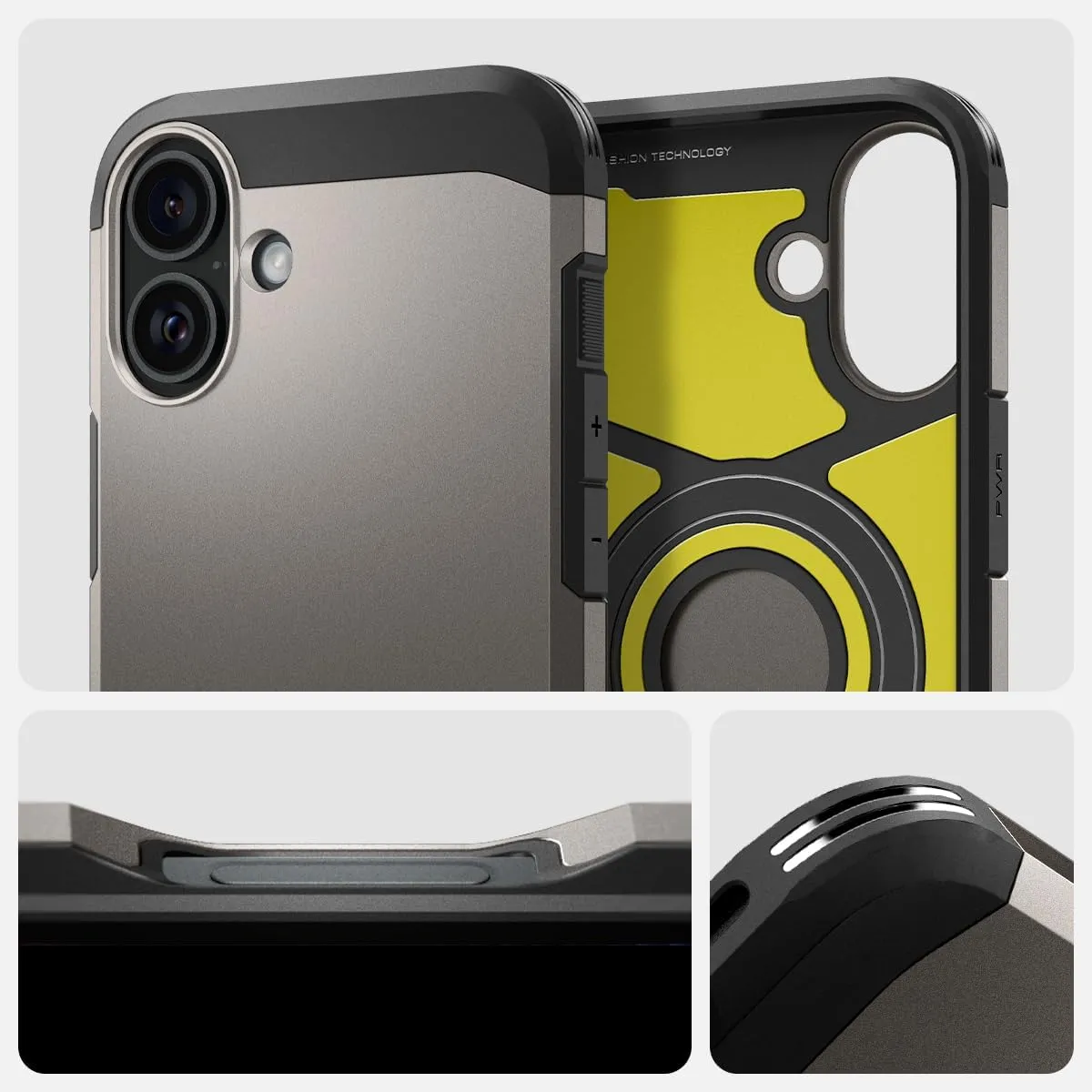 Spigen for iPhone 16 Case, Tough Armor (Ai) MagFit [Compatible with Magsafe] [Kickstand] [Military-Grade Protection] - Gunmetal