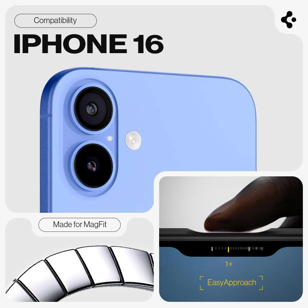 Spigen for iPhone 16 Case, Tough Armor (Ai) MagFit [Compatible with Magsafe] [Kickstand] [Military-Grade Protection] - Gunmetal