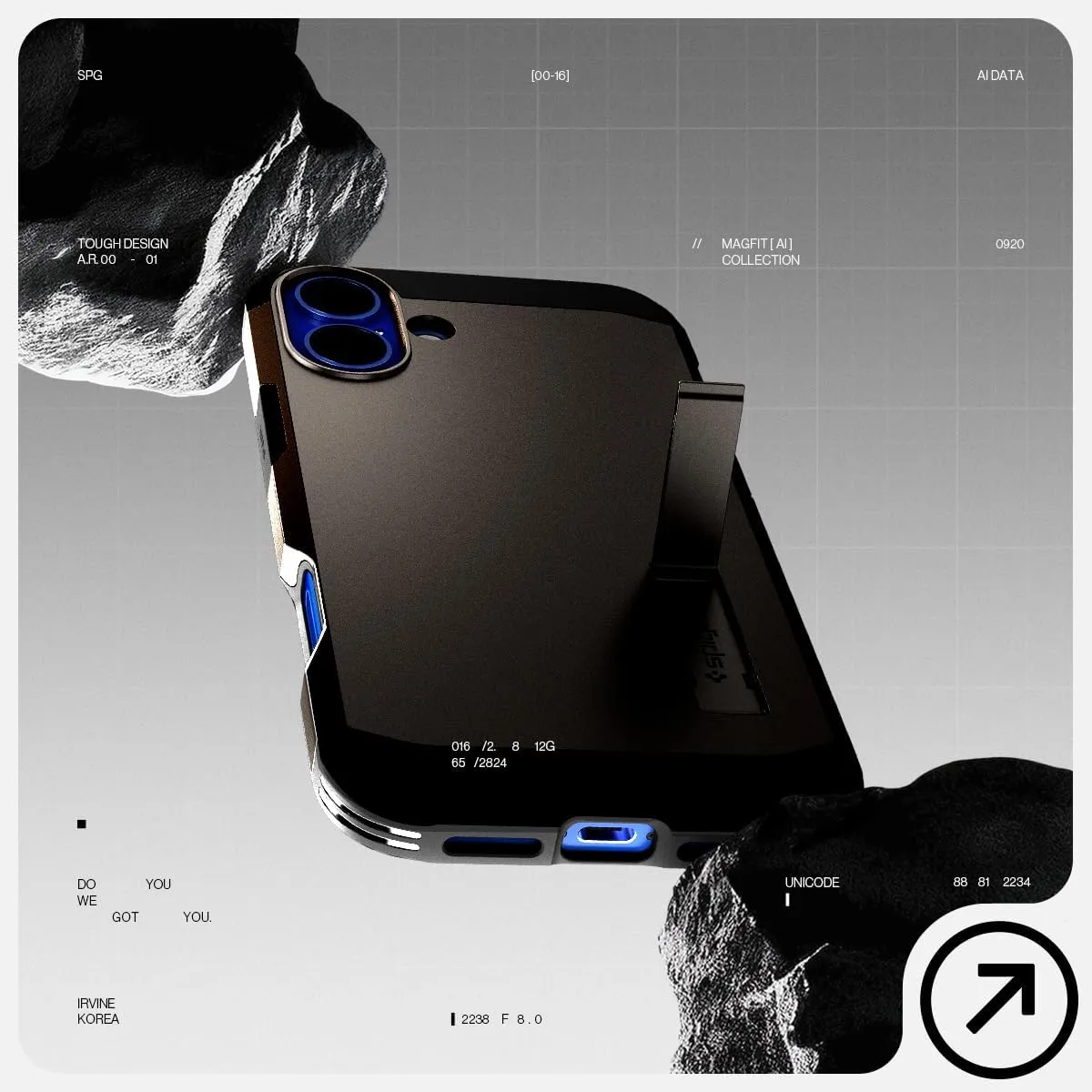 Spigen for iPhone 16 Case, Tough Armor (Ai) MagFit [Compatible with Magsafe] [Kickstand] [Military-Grade Protection] - Gunmetal
