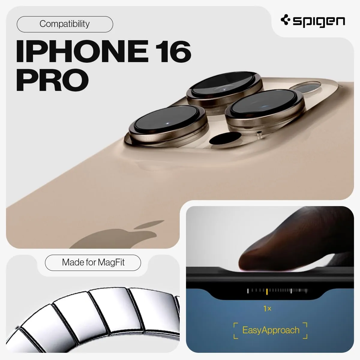 Spigen for iPhone 16 Pro Case, Tough Armor (Ai) MagFit [Compatible with Magsafe] [Kickstand] [Military-Grade Protection] - Frost Black