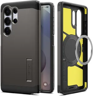 Spigen Tough Armor (Ai) MagFit Designed for Galaxy S25 Ultra Case [Kickstand] [Fast Wireless Charging] (2025) - Gunmetal